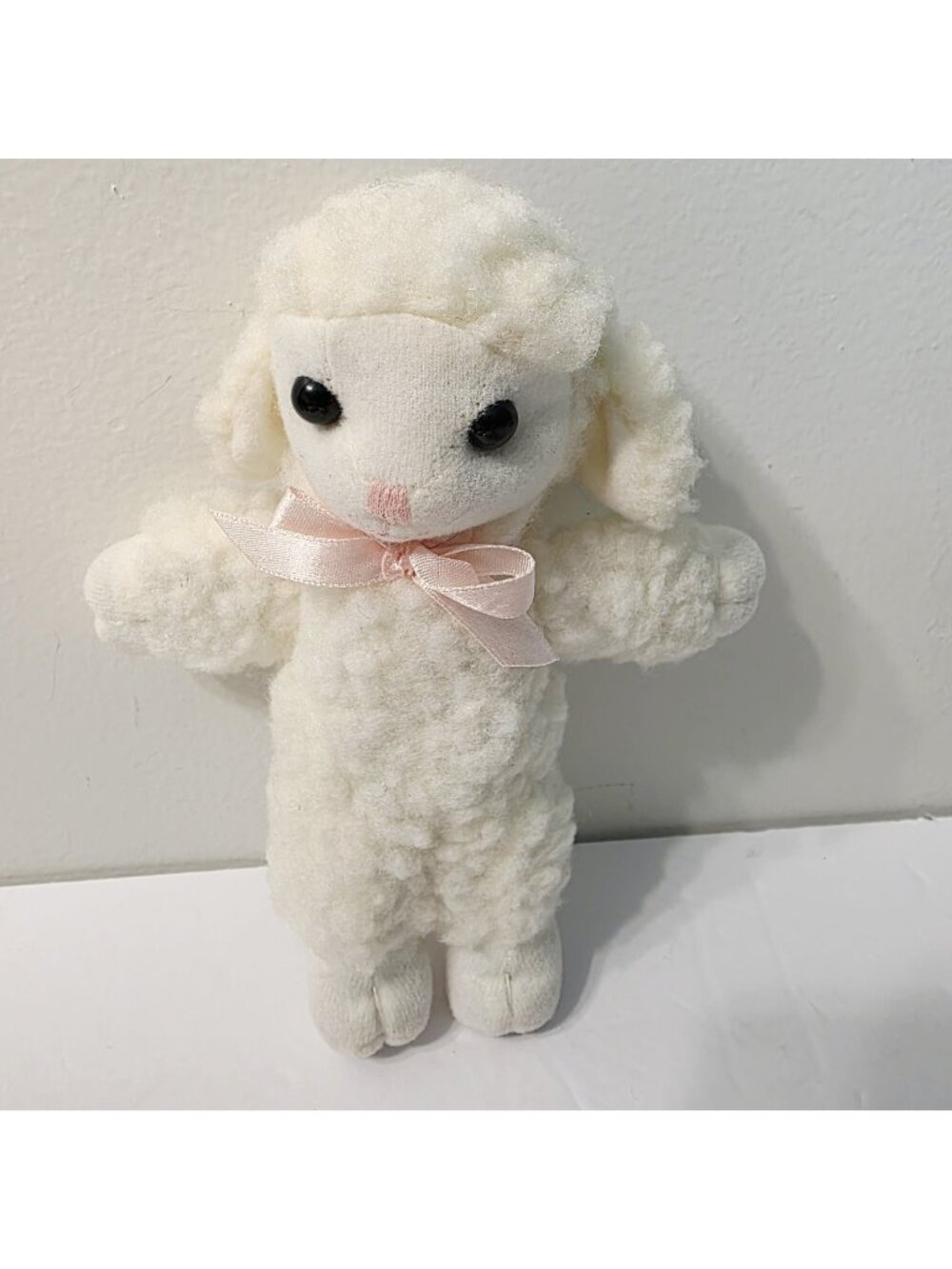 Vtg 97' God Loves Little Lamb Mini White Plush Stuffed Animal 7" Joshua Publish
